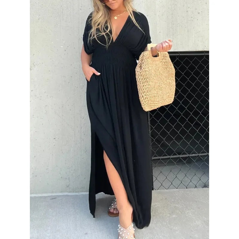 Robe Longue Noire Bohème Chic Femme Élégance Intemporelle et Confort Absolu