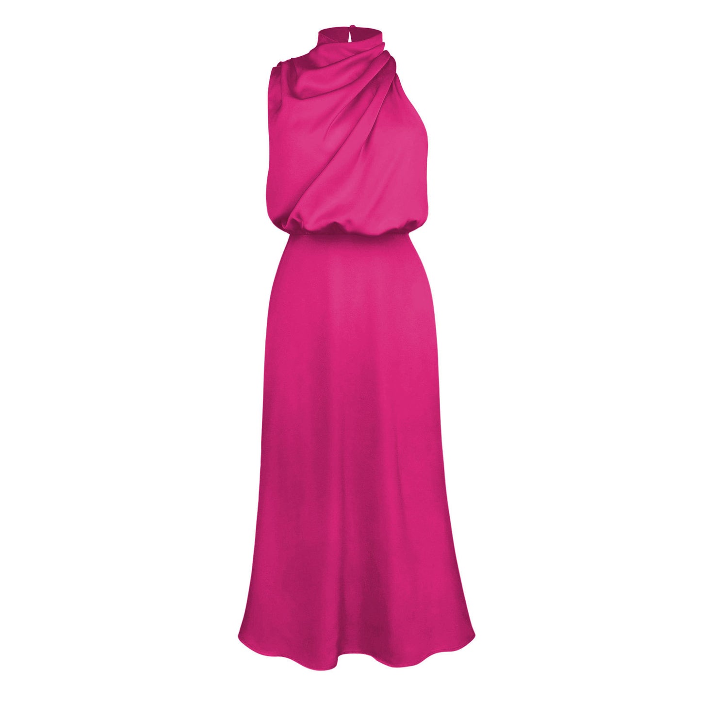 Robe longue satinée beige Élégance minimaliste et allure sophistiquée
