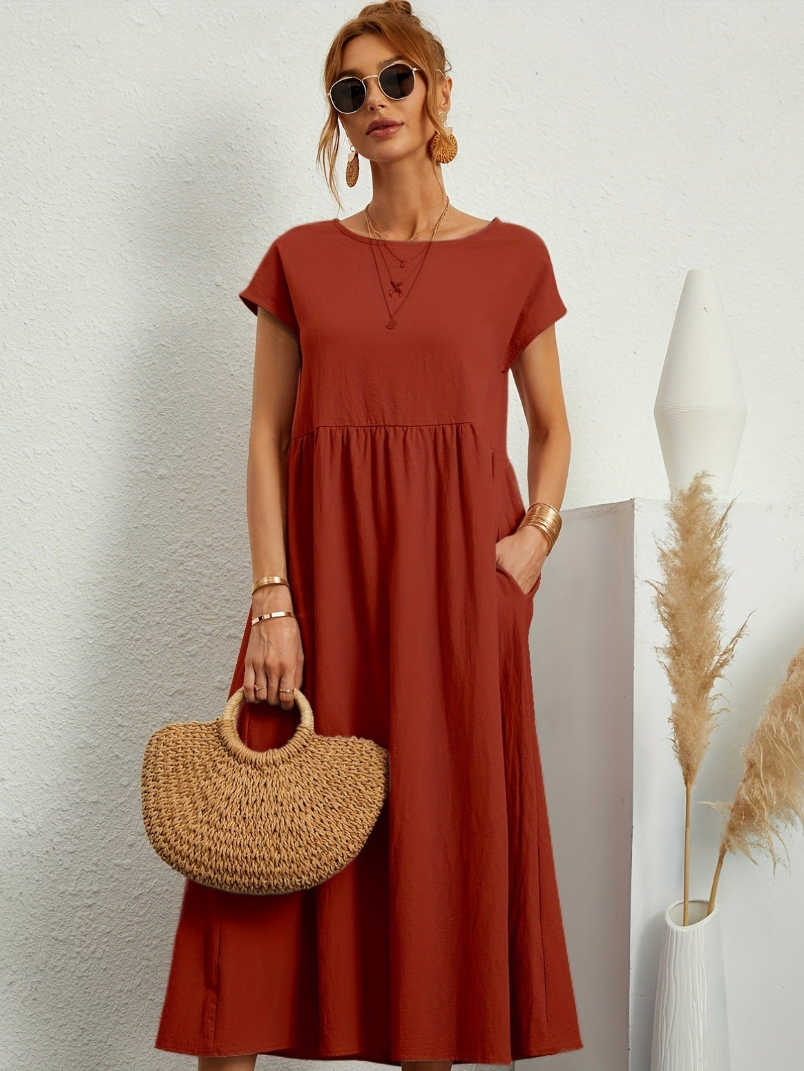 Robe Bohème Chic d’Été avec Poches